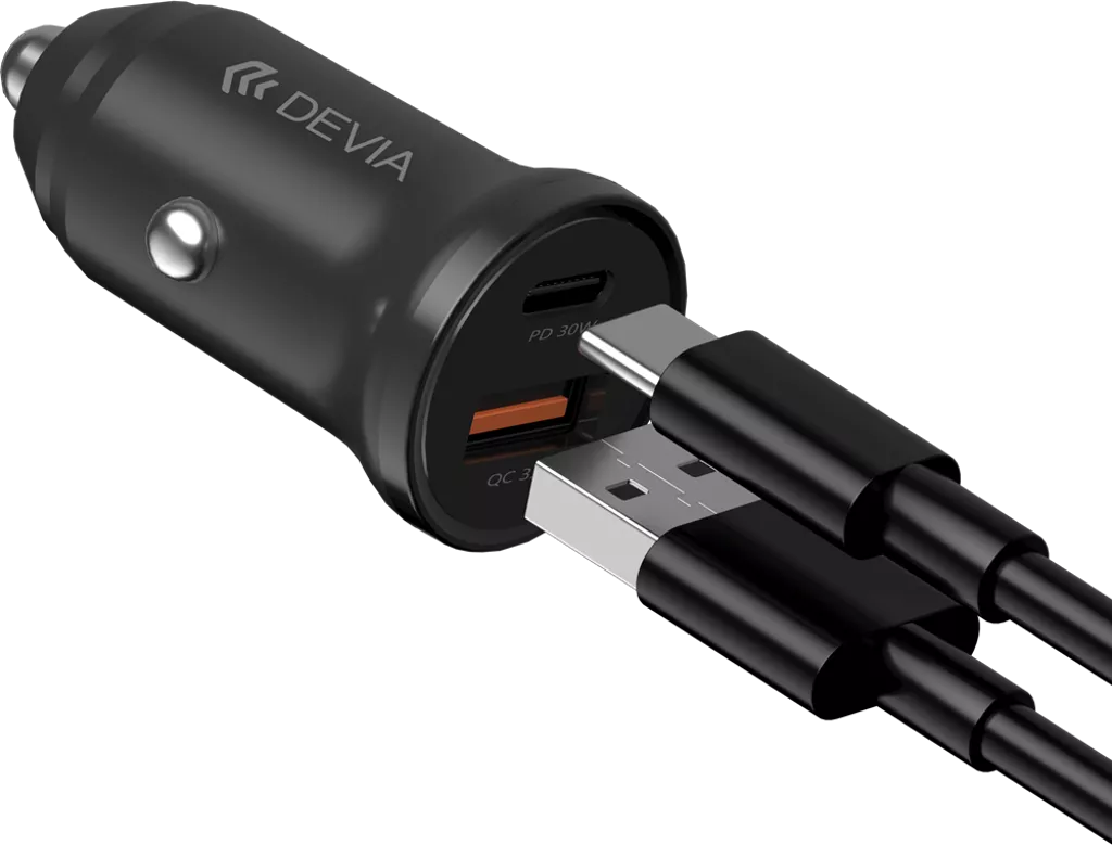 Devia 30W Mini Power Delivery USB-C & Qualcomm 3.0 USB Port Car Adapter - Image 3